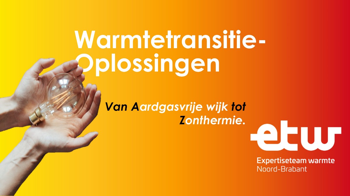 Logo ETW expertiseteam warmte Noord-Brabant Warmtetransitie oplossingen hand met een lichtbol